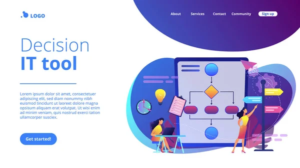 Concepto de gestión de decisiones landing page . — Vector de stock