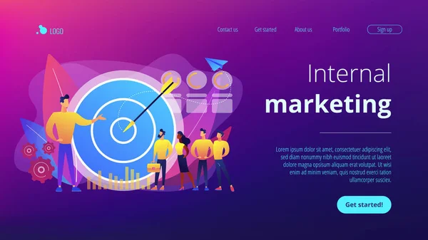 Concepto de marketing interno landing page . — Archivo Imágenes Vectoriales