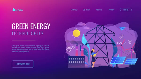 Página inicial do conceito de energia alternativa . — Vetor de Stock