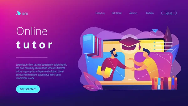 Online tutor concept landing page.