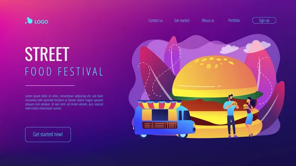 Conceito de comida de rua landing page . —  Vetores de Stock