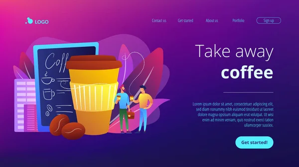 Llevar concepto de café landing page . — Vector de stock