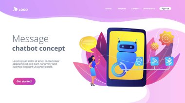 Mesajlaşma konsepti iniş sayfası üzerinden Chatbot sanal asistanı.
