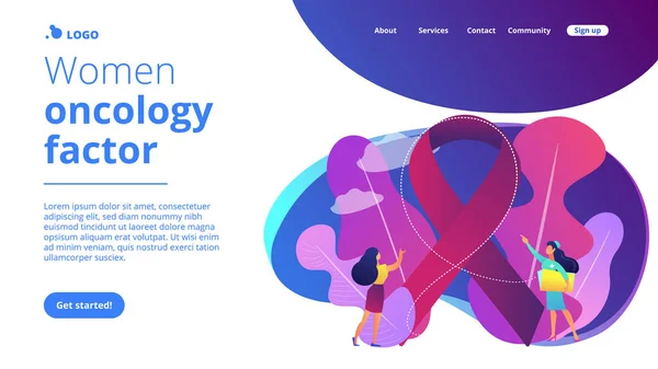 Landing page Concepto de cáncer de mama . — Archivo Imágenes Vectoriales