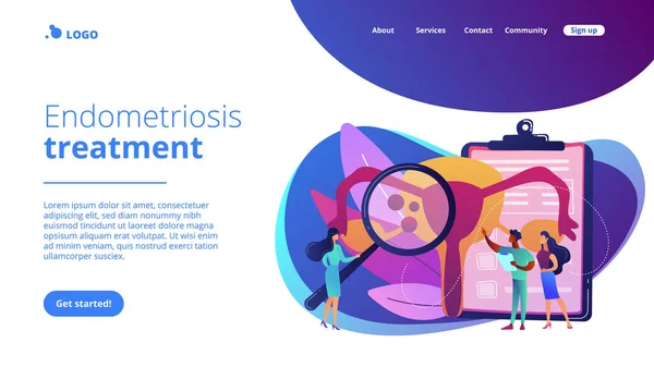 Endometriosis concepto landing page . — Archivo Imágenes Vectoriales