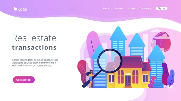 Concepto inmobiliario landing page . — Archivo Imágenes Vectoriales