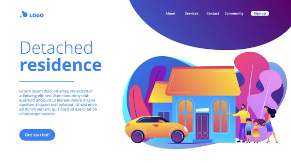 Casa familiar concepto landing page . — Vector de stock