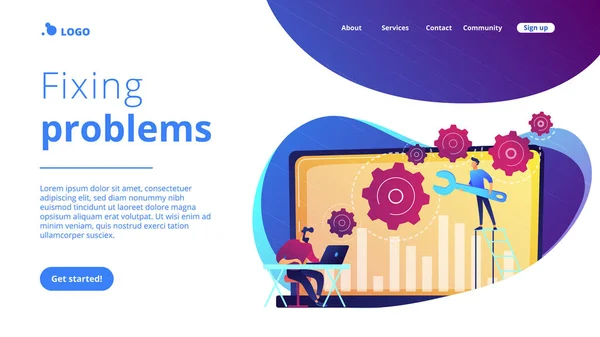 Solução de problemas de computador conceito landing page . —  Vetores de Stock