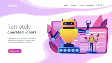Uzaktan kumandalı robotlar konsept iniş sayfası.