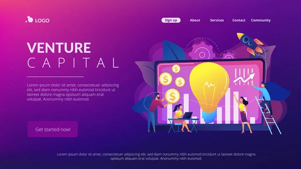 Landningssida för riskinvesteringskoncept. — Stock vektor