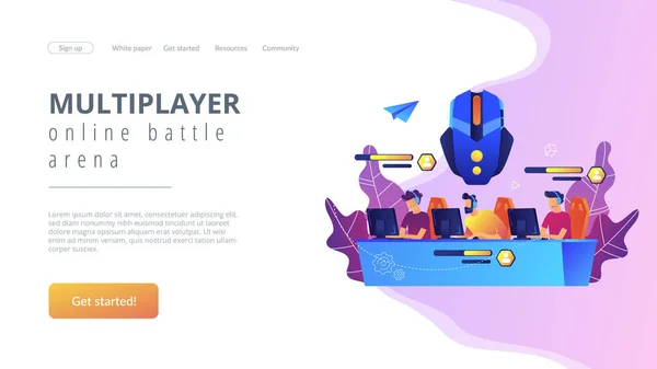Multiplayer online battle arena concept bestemmingspagina. — Stockvector
