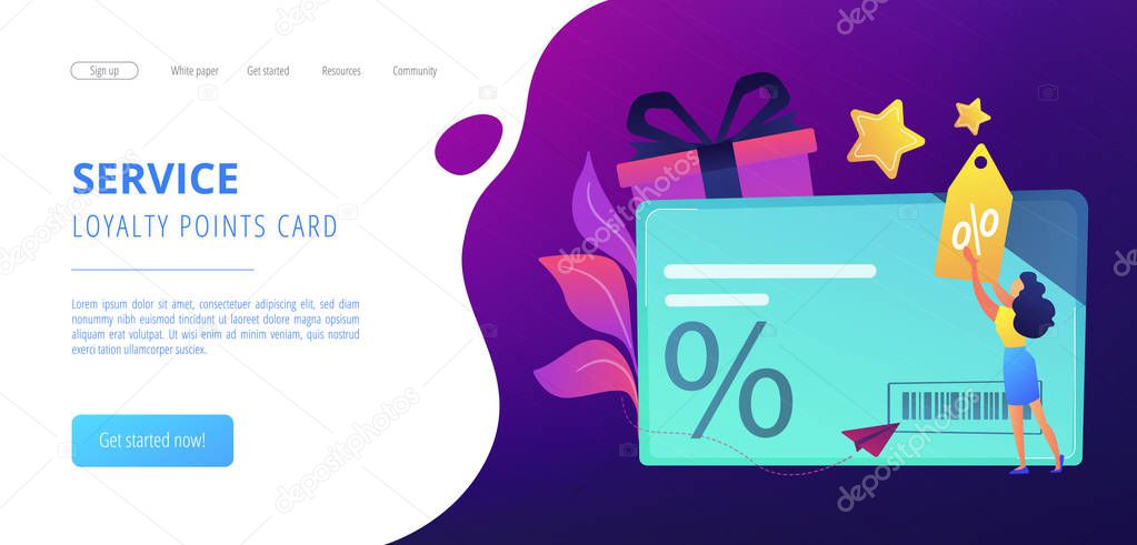Discount and loyalty cardconcept landing page.
