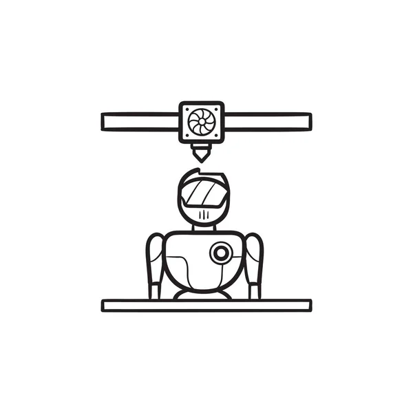 3D-printer afdrukken robot hand getrokken schets doodle pictogram. — Stockvector