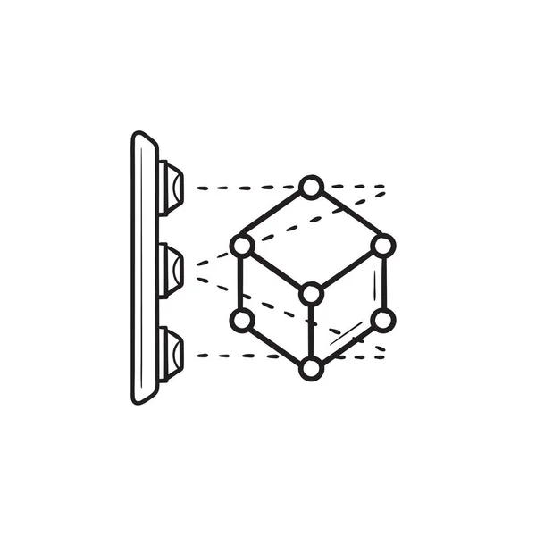 3D-Scanner handgezeichnete Umrisse Doodle-Symbol. — Stockvektor