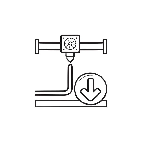 3D-Drucker Extruderdruck Hand gezeichnete Umrisse Doodle-Symbol. — Stockvektor