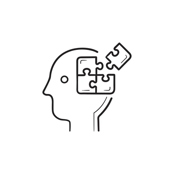 Mozku puzzle ručně tažené obrysu doodle ikona. — Stockový vektor