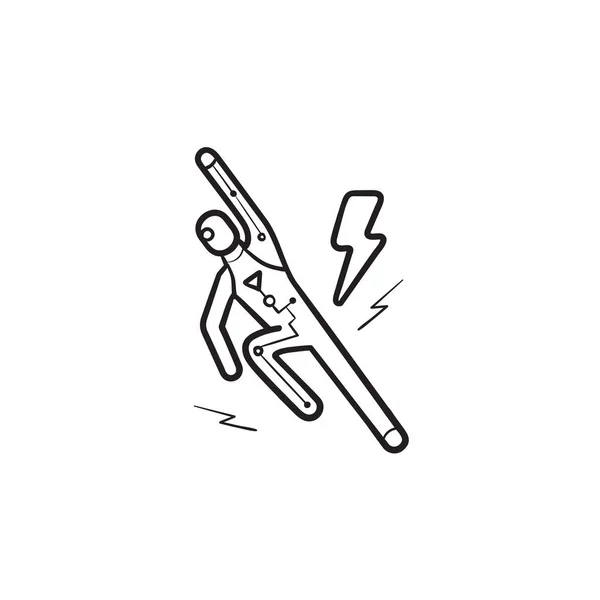 Android létající ručně nakreslený obrys doodle ikonu. — Stockový vektor