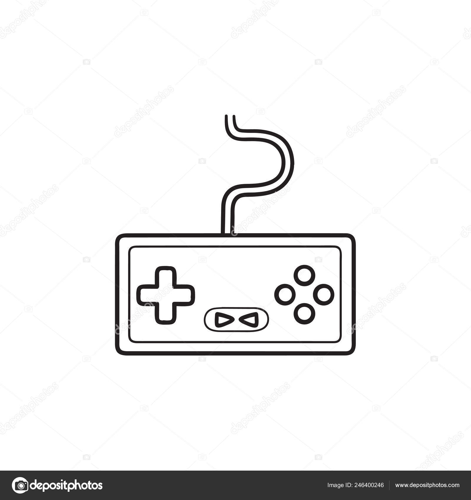 Ícone de esboço desenhado de mão do console de jogos. console