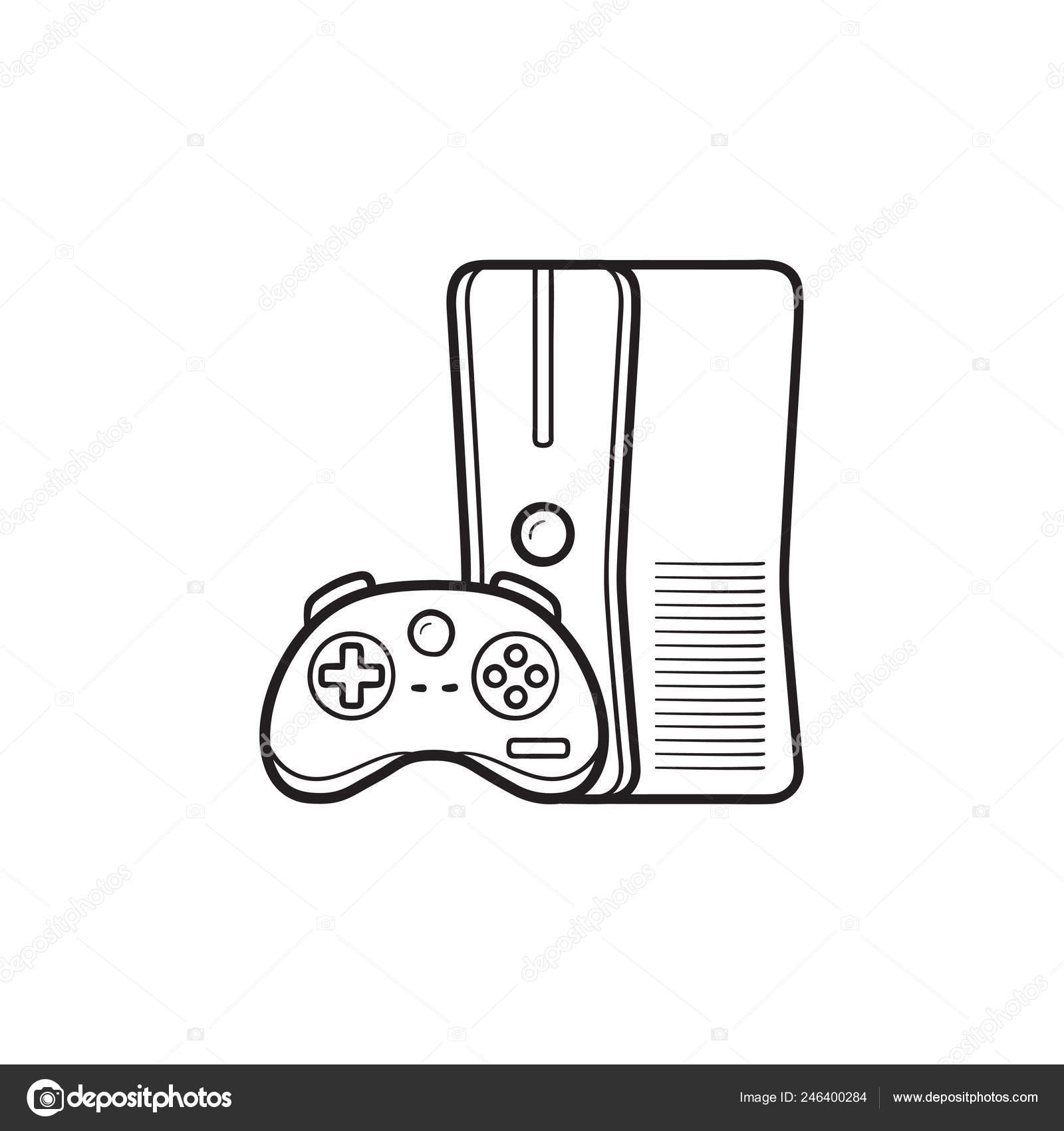 Consola de jogo com joystick desenhado à mão esboço doodle ícone . imagem  vetorial de VisualGeneration© 246400284