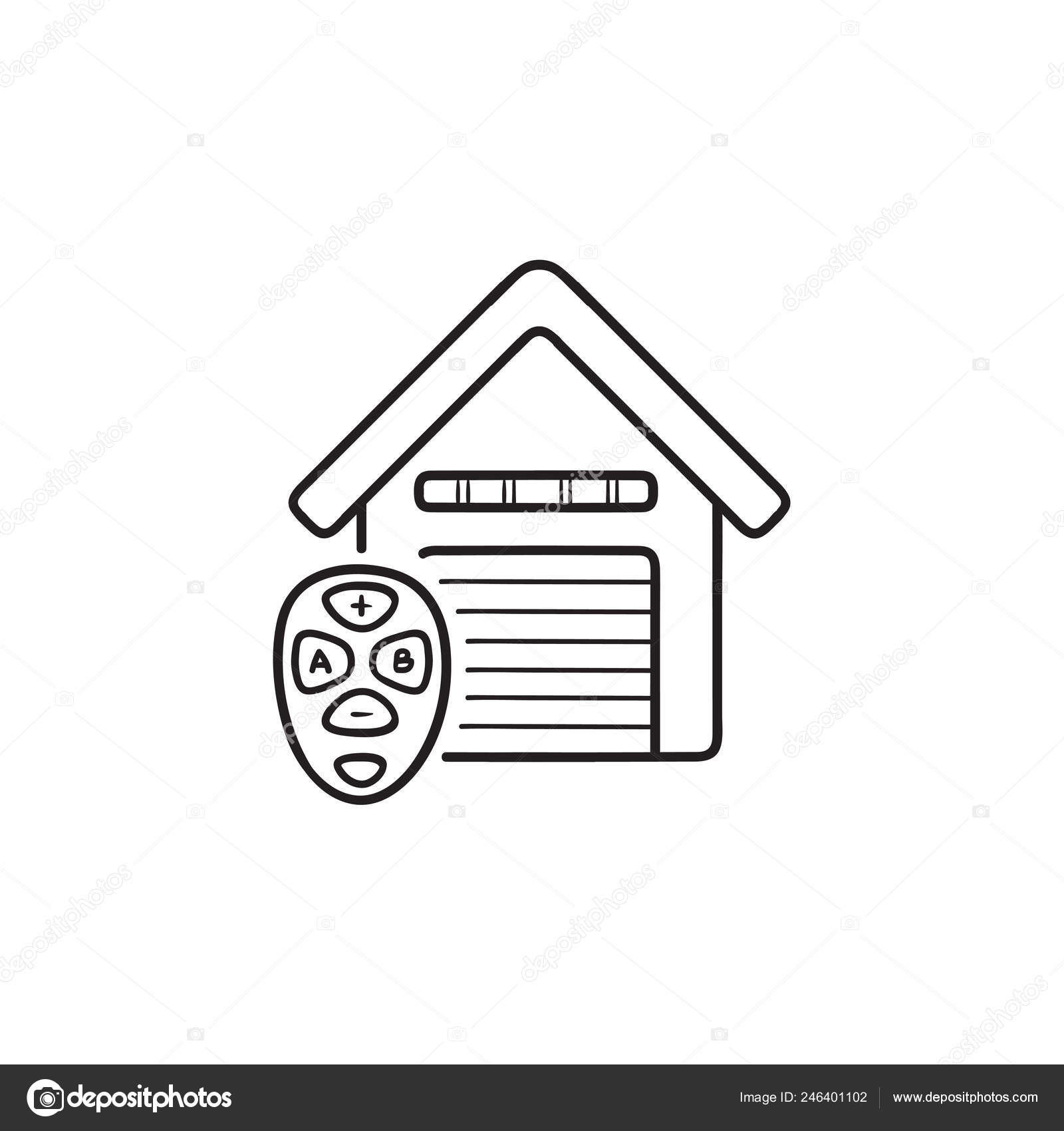 Garage Remote Control Hand Drawn Outline Doodle Icon Stock
