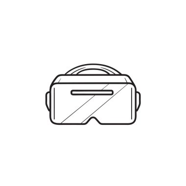 VR el çizilmiş anahat doodle simgesi gözlükler.