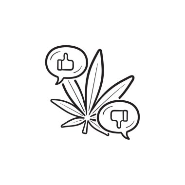 Esrar kötü ve iyi etkileri el çizilmiş anahat doodle simgesi.