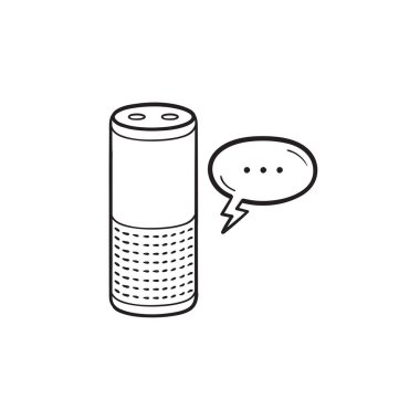 Akıllı hoparlör elle çizilmiş anahat simgesini doodle.