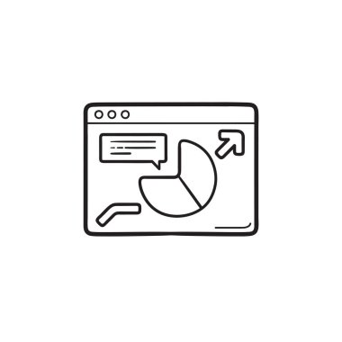 Tarayıcı ile pasta grafiği el çizilmiş anahat doodle simgesi.