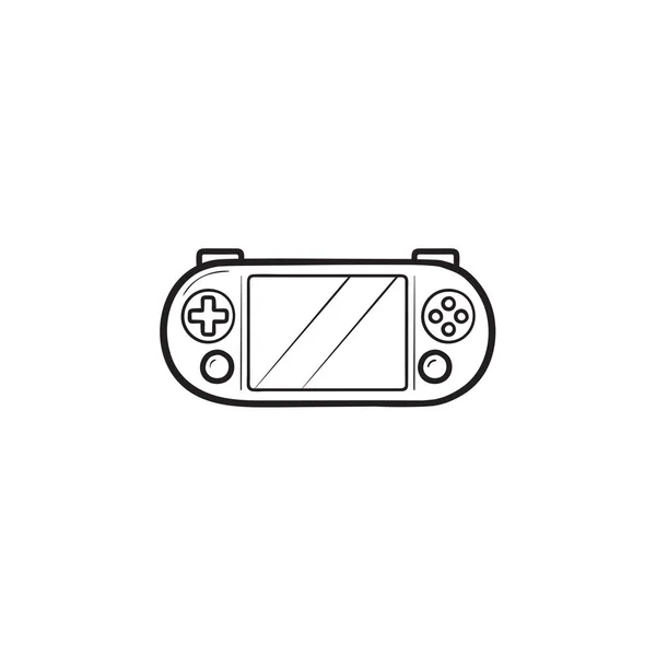 Consola de videojuegos portátil dibujado a mano esbozo garabato icono . — Vector de stock