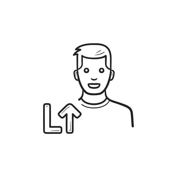 Video hra hráče úroveň výš ikonu doodle nakreslený obrys ruky. — Stockový vektor