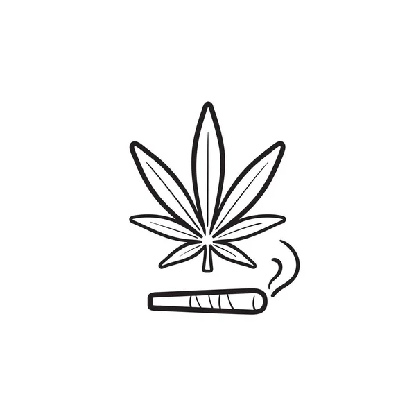 Articulación de marihuana y hoja dibujado a mano esbozo garabato icono . — Vector de stock