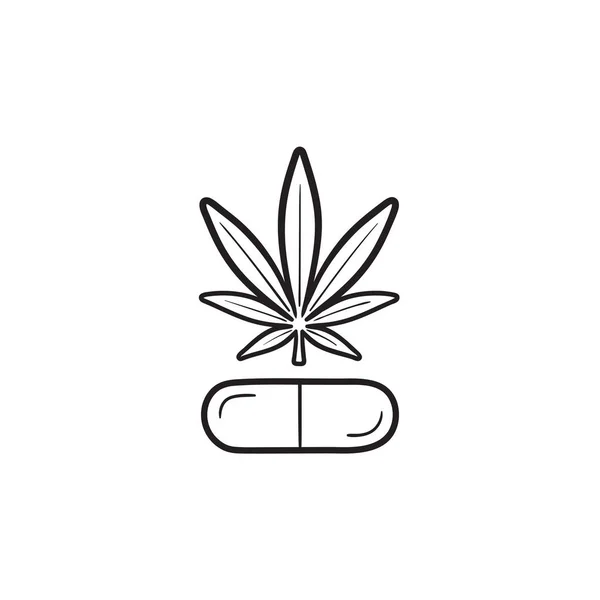 Marijuana capsule hand drawn outline doodle icon. — Stock Vector