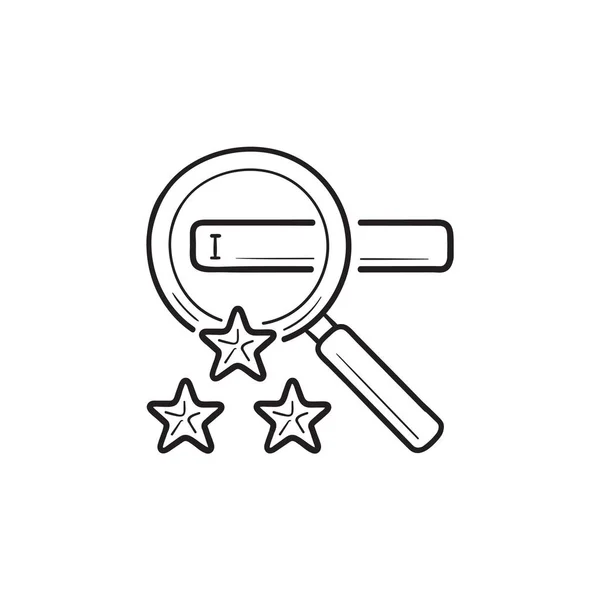 Motor de búsqueda de marketing dibujado a mano esquema garabato icono . — Vector de stock