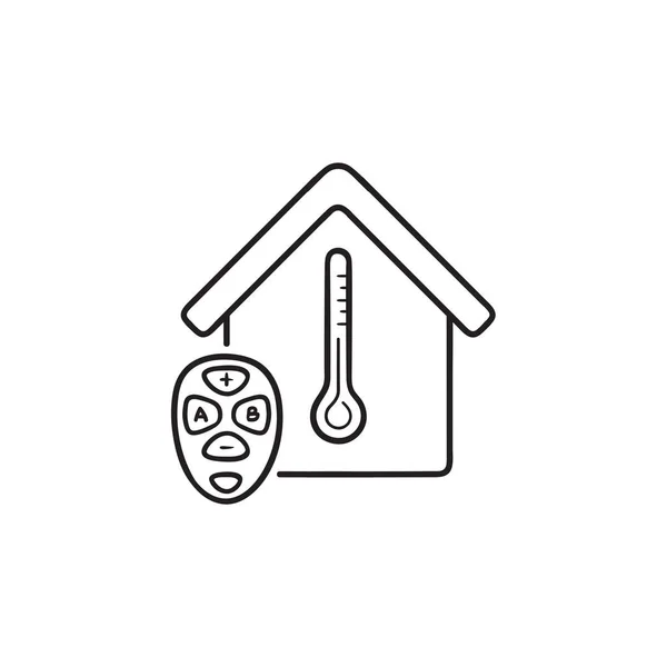 Smart Home Temperaturkontrolle Hand gezeichnete Umrisse Doodle-Symbol. — Stockvektor