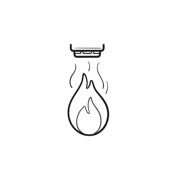Akıllı yangın alarm sistemi elle çizilmiş anahat simgesini doodle. — Stok Vektör