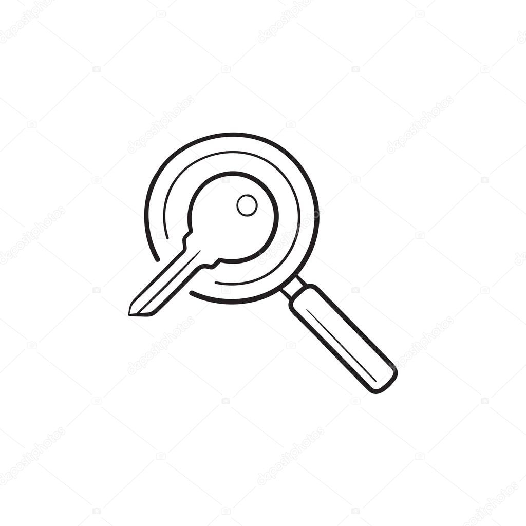 Keyword search hand drawn outline doodle icon.