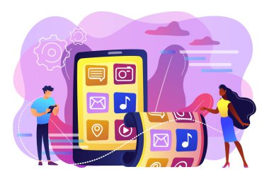 Katlanabilir smartphone kavramı vektör çizim.