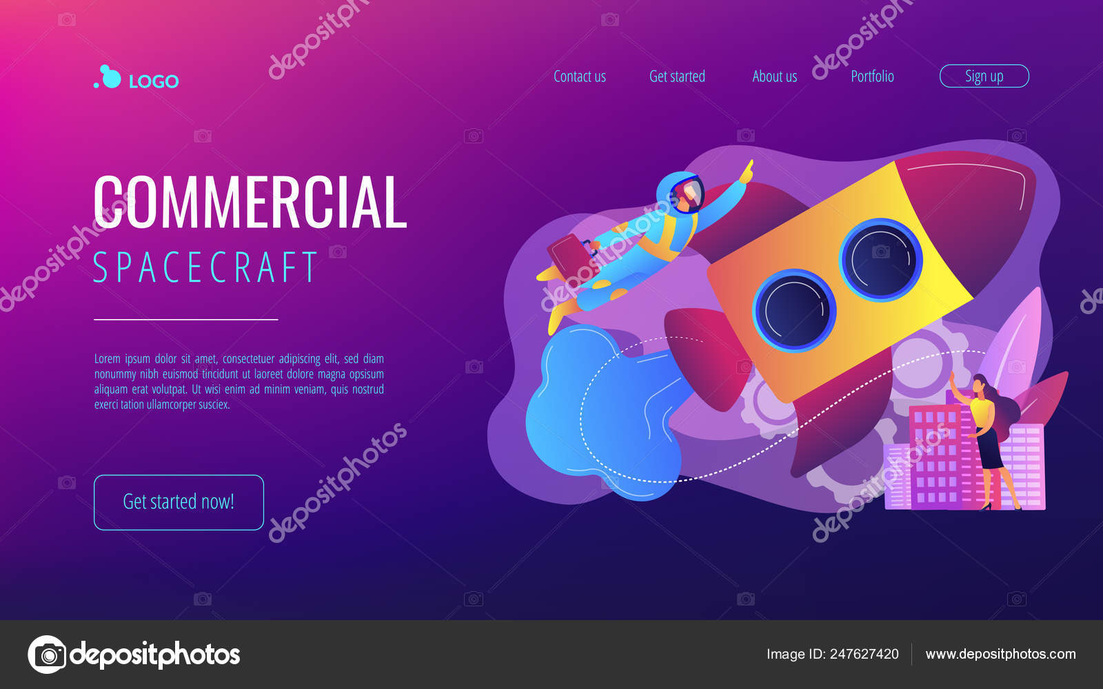 Space travel concept landing page. Stock Vector Image by