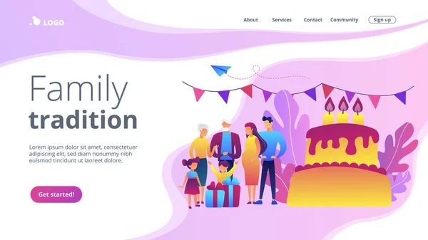 Konzept der Familientradition Landing Page. — Stockvektor