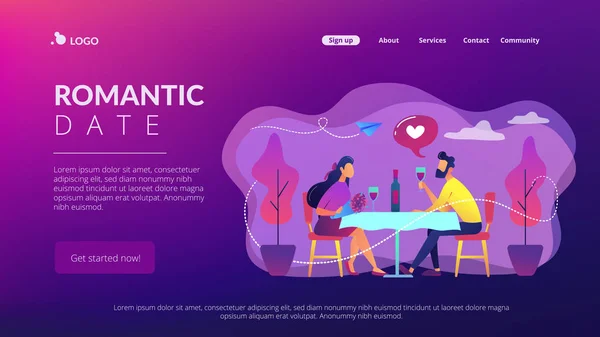 Romantische Date Konzept Landing Page. — Stockvektor