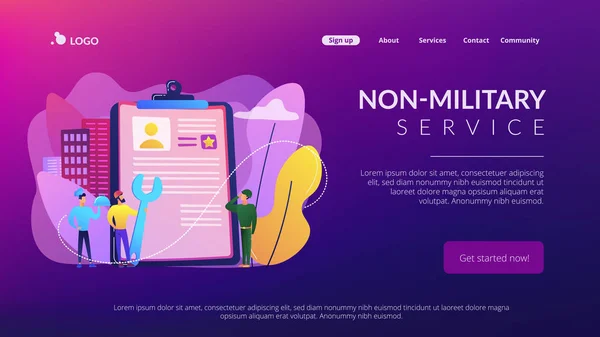 Página de destino del concepto de servicio civil alternativo . — Archivo Imágenes Vectoriales