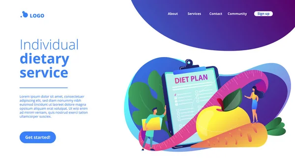 Nutrition diet concept landing page. — Stock Vector