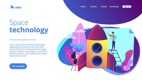 Concepto de tecnología espacial landing page . — Vector de stock