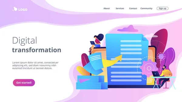 Concepto de transformación digital landing page . — Archivo Imágenes Vectoriales