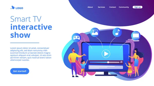 SmartTV contenido concepto landing page . — Archivo Imágenes Vectoriales