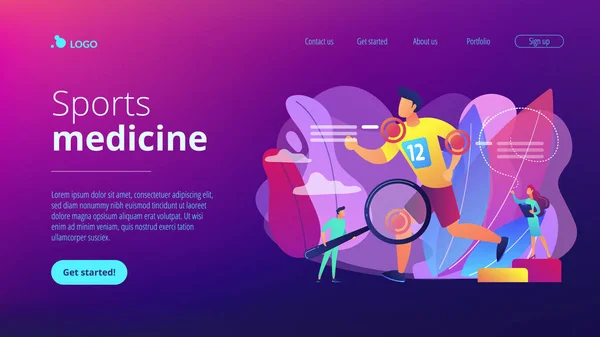 Concepto medicina deportiva landing page . — Archivo Imágenes Vectoriales