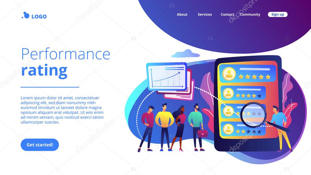 Performance rating concept landing page.