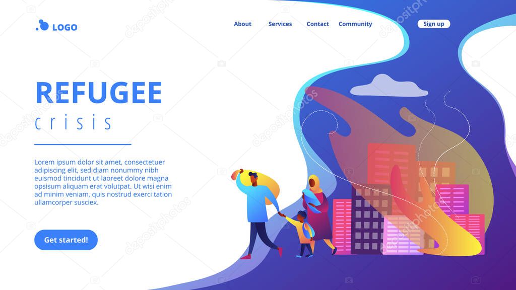 Refugees concept landing page.
