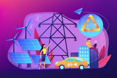 Yenilenebilir enerji kavramı vektör çizim.