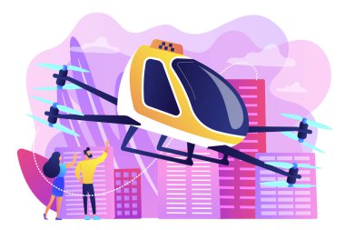 Aerial taxi service concept vector illustration. clipart